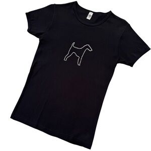 American Apparel Black Short Sleeve T-Shirt with Rhinestone Dog